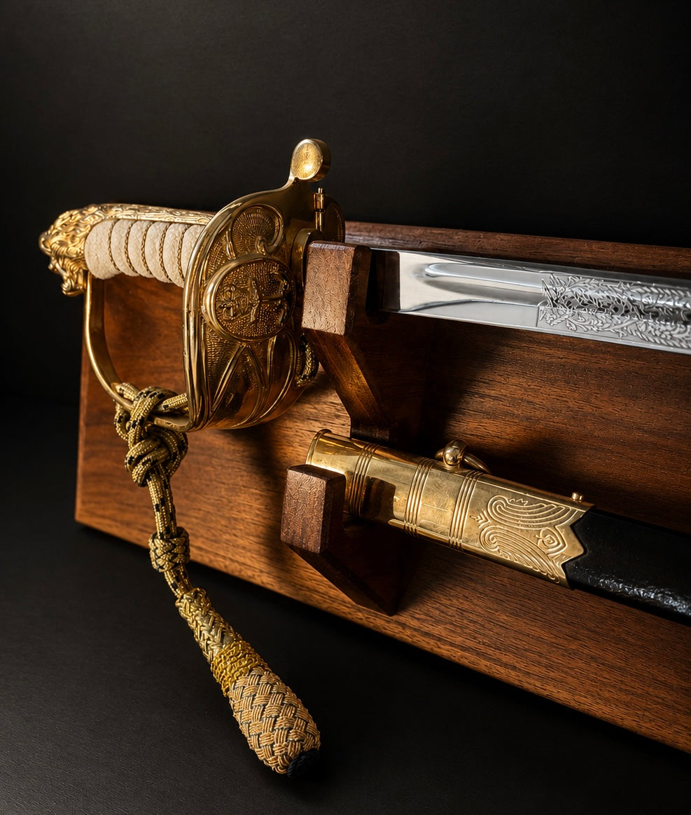Sword Display Mount - Oak or Walnut