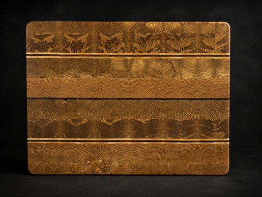 Book-Matched End-Grain Chopping Board – Oak, Walnut & Maple