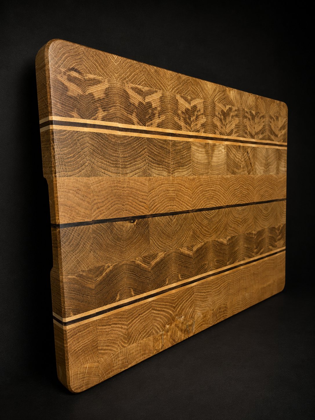 Book-Matched End-Grain Chopping Board – Oak, Walnut & Maple