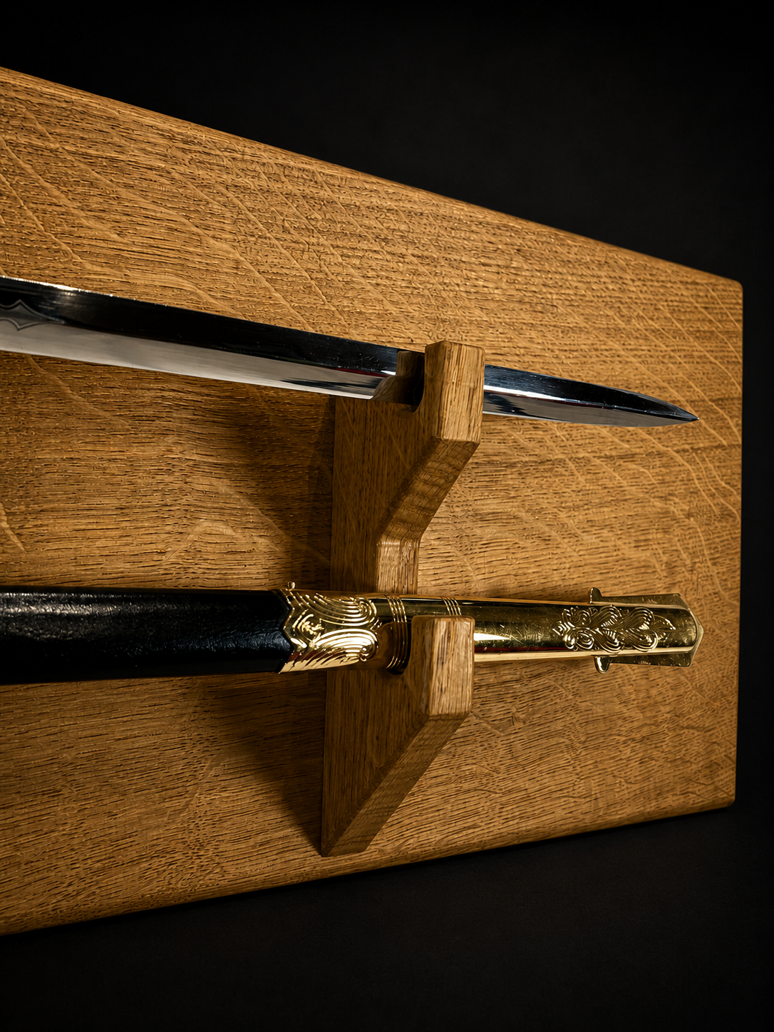 Sword Display Mount - Oak or Walnut